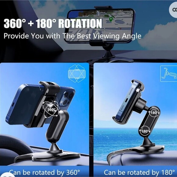 Black Car Mount Phone Holder iPhone Android Samsung - Picture 4 of 10